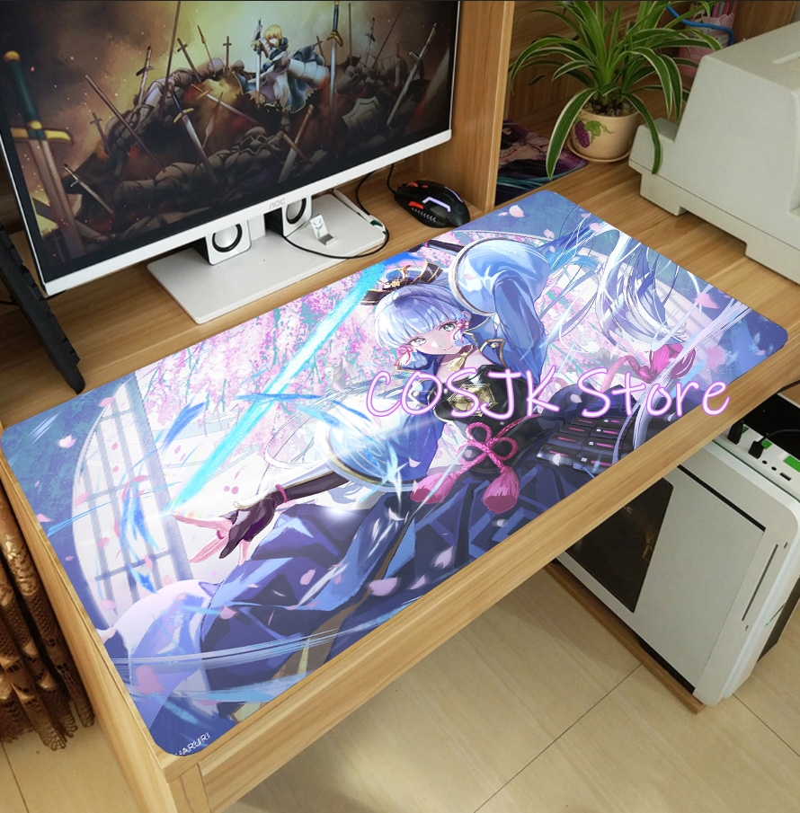 ִϸ̼  Kamisato Ayaka Genshin Impact Ϳ  콺 е ӿ ǻ ũž Ű Ʈ Anti-Slip Playmat Gift